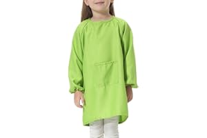 EVGVAT Kids Art Smock Long Sleeve with Pocket Child Chef Bib Apron for Kitchen Cooking Painting