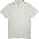 Nautica Men's Slim Fit Short Sleeve Solid Soft Cotton Polo Shirt (Small, Grey Heather)