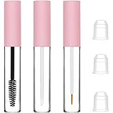 uadbau 3 Pack 10ml Clear Mascara Tube with Wand, Empty Eyeliner Tube and Empty Lip Gloss Tubes, Premium Eyelash Cream Contain