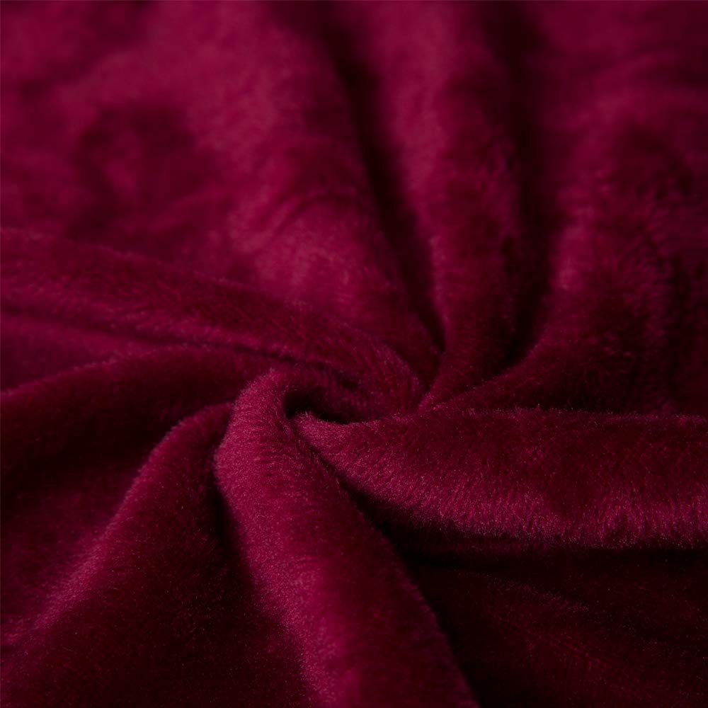 ACOMOPACK Velvet Sofa Cover Stretch Couch Cover for 3 Cushion Couch Cover Sofa Slipcover with Plastic Tuckers and Side Pocket for Living Room Furniture Protector for Dogs(Sofa, Wine red)