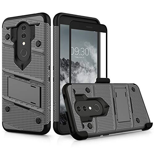 ZIZO Bolt Series Alcatel Onyx Case Military Grade Drop Tested with Full Glass Screen Protector Holster and Kickstand MetalGray Black