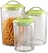 Food Storage Containers, BPA Free Airtight Canisters for Cereal, Pasta, Sugar, Coffee, Flour, Cookies, Loose Tea, for Kitchen Organization, Set of 3 by Reston Lloyd, Lime