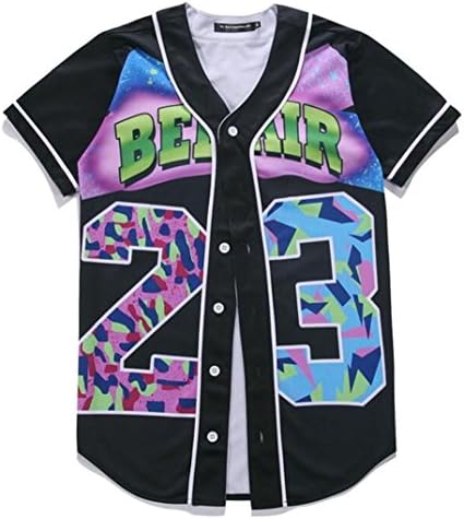 LuckB Mens 3D Printing Graphic Baseball Jersey Hipster Hip Hop Short Sleeve T-Shirt