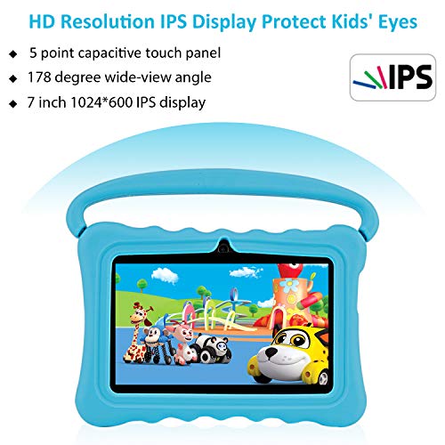 Kids Tablets PC, Veidoo 7 inch Android 8.1 Tablet with Google Play Store GMS Certification 16GB Storage, IPS Screen, Premium Parent Control Pre-Installed iWAWA APP, Best Gift for Kids (Turquoise) - Thumbnail 3