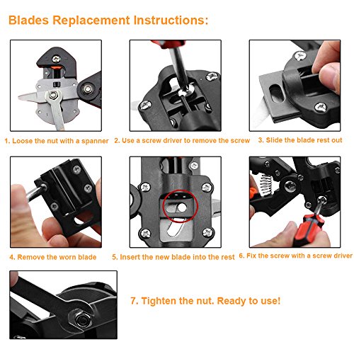 Migiwata Garden Fruit Tree Professional Pruning Shears Grafting Cutting Tool With 6 Blades (2V & 2U & 2Ω shaped) to Cut Grafting Stocks from 5mm up to 12mm in Diameter with English Manual