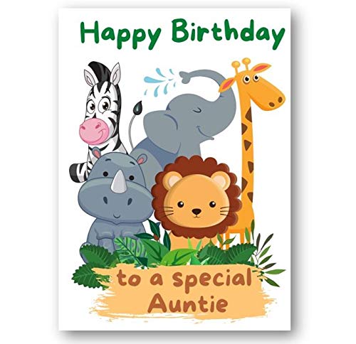 Second Ave Auntie Children's Kids Safari Birthday Card For Her Greetings Card