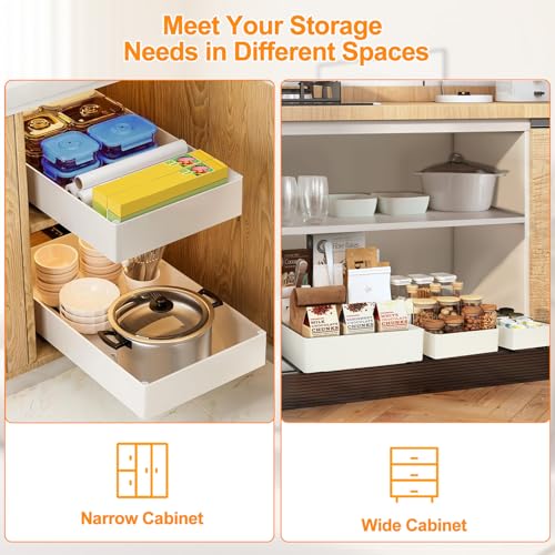 VINATO Set of 3 Removable Kitchen Drawers, Removable Drawers for Cabinets, Removable Cupboard Tray, Removable Kitchen Organizer for Storage, Mounting with Adhesive Tape or Screws