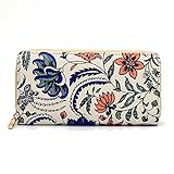 Badiya Women's Floral Canvas Clutch Wallet Cell Phone Zipper Around Long Purse