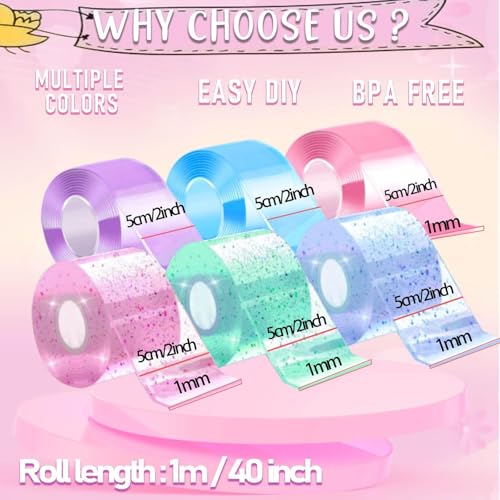 SLEEPHEAD®6 PCS Nano Tape Bubble Bubbles Kit for Kids with Box, Squishy Maker Making Kit, Birthday Gifts for 4 5 6 7 8 9 10 Year Old Girls Girl, Kids Toys for Girls 4-6 6-8 8-10 10-12