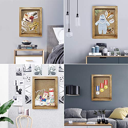 LadyRosian - 8x10 Display Case Shadow Box Frame with Linen Background and 4 Stick Pins Memento Photos Wedding Memory Box