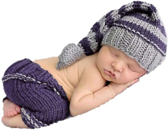 Dtailz newborn photography props baby photoshoot outfits girl boy funny costume knitted chrochet, Blue & Grey Outfit