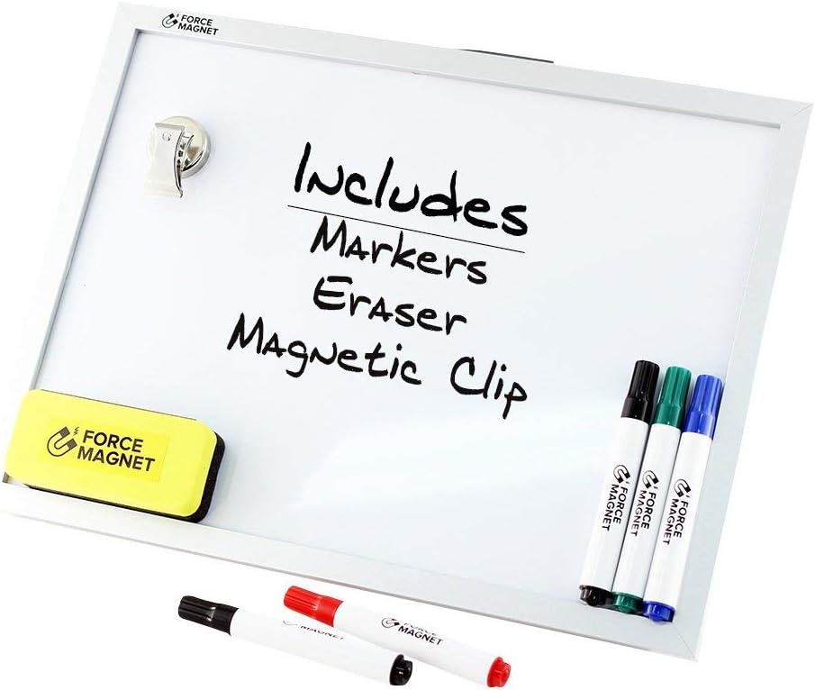 Magnetic 12 x 16’’ Dry Erase Whiteboard. Includes 5 Dry Erase Markers, Assorted Colors.Magnetic Eraser Great for Fridge, Locker, and More 10 Seconds Super Easy Mounting System