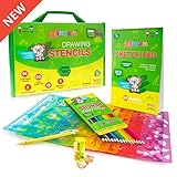 Mimtom Drawing Stencils for Kids | 51 PC Arts & Crafts Stencil Kit with Over 290 Inspirational Shapes for Many Hours of Fun and Creativity | Kid-Safe Educational Activity Toy for Boys & Girls Ages 3+