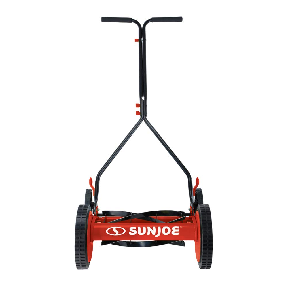 Sun Joe MJ503M-RED 14-Inch Quad Wheel 9-Position Manual Reel Mower, Red - Image 3