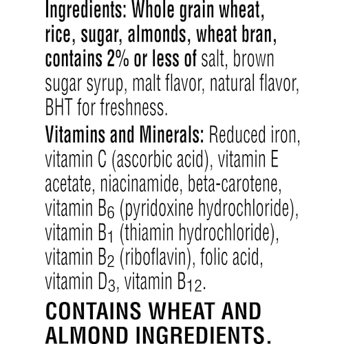 SPECIAL K COLD BREAKFAST CEREAL, 11 VITAMINS AND MINERALS, MADE WITH REAL ALMONDS, VANILLA AND ALMOND, 12.9OZ BOX (1 BOX)
