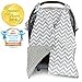 Kids N’ Such Peekaboo Baby Car Seat Cover Car Seat Canopy & Nursing Cover, Chevron/Gray Minky