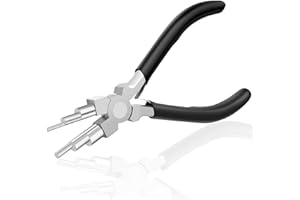 Bail Making Pliers, 6 in 1 Round Nose Pliers for Making Jump Rings, Wire Wrapping, Jewelry Making, Loop Making, Forming Bends