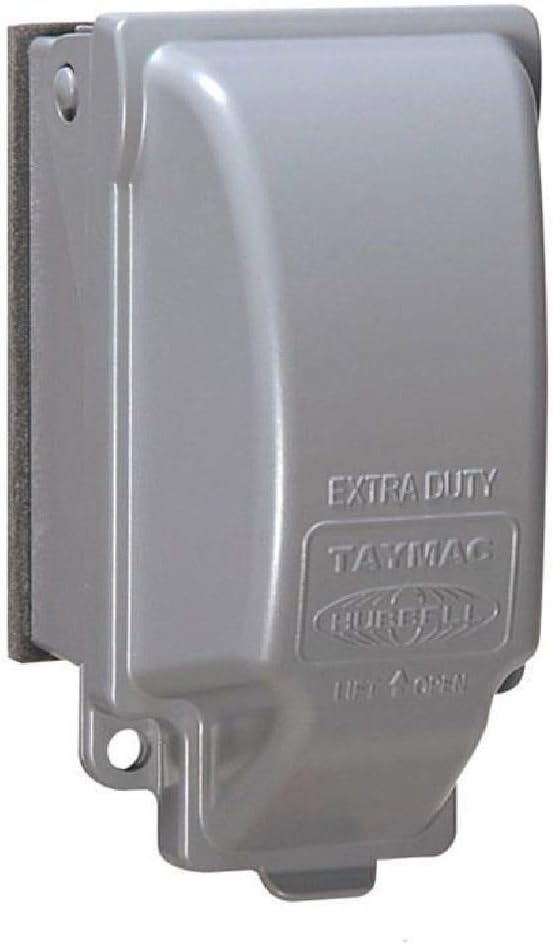 TayMac MX3200 Single Gang Vertical Metal Weatherproof Receptacle Cover, Gray Finish - Electrical Outlet Boxes - 