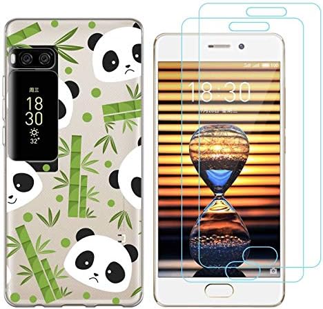 crisant Meizu Pro 7 Case Big head panda Premium Soft Silicone Gel TPU Protective Back Cover for Meizu Pro 7 (5,2 Inch) With Two Tempered Glass Screen Protector