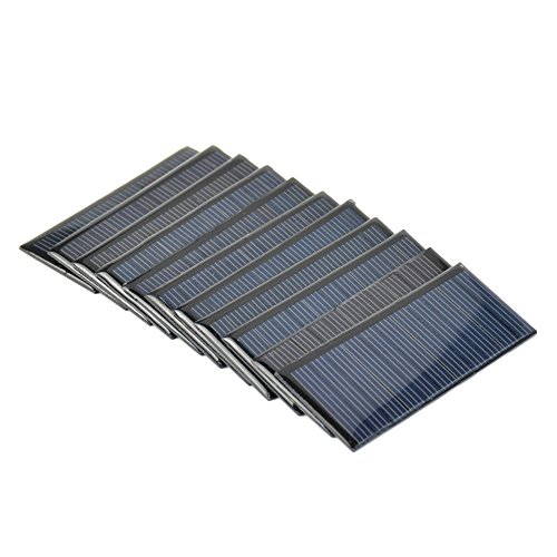 AOSHIKE 10Pcs 5V 60MA Epoxy Solar Panel Polycrystalline Solar Cell for Solar Battery Charger DIY 68x37MM/2.67x1.45inch (A)