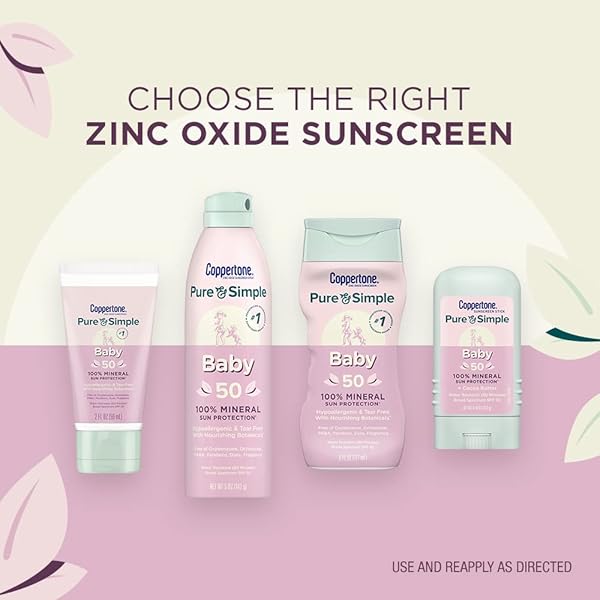 COPPERTONE PURE AND SIMPLE BABY SUNSCREEN STICK SPF 50, ZINC OXIDE MINERAL SUNSCREEN FOR BABY, BODY AND FACE, 0.49 OZ STICK