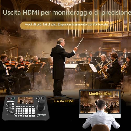PTZ zowietek Controller with NDI|HX3 Support, 7D ZowieKBD Joystick, HDMI Output, 5" Quad-View Real-Time LCD Display, Automatic Camera Detection, Group Control, Tally and Audio Output
