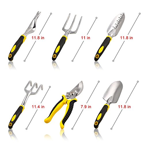 Benlet 9Pcs Garden Tools Set - Including Trowel, Transplanter, Cultivator, Pruner, Weeder, Weeding Fork, Tote, Gloves[US Stock] (9Pcs White) - Thumbnail 2