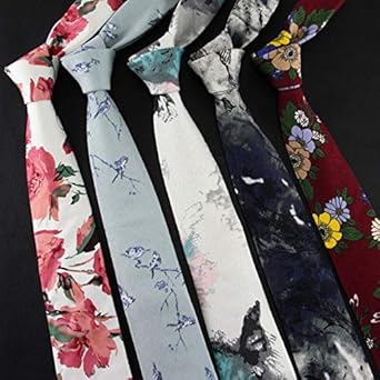 JUNGEN Corbata de Hombre con Estampado de Flores de Tinta Corbata
