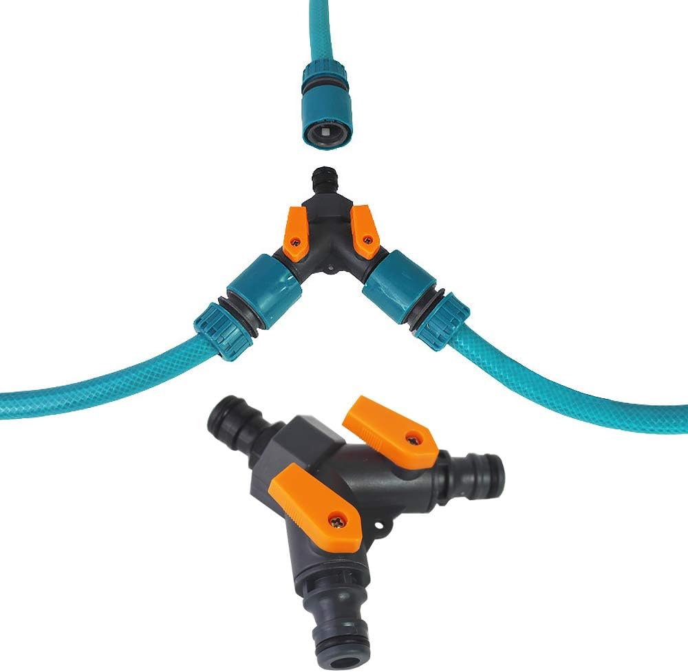 Skystuff Garden Hose Splitter with Control Valve Hose End Connectors and Double Pipe Connectors for Outdoor Garden - Image 4