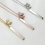 Custom Vertical Necklace with leaves Family tree necklace, Mother's day gift, Grandmother, Aunt Gift - 6FTN