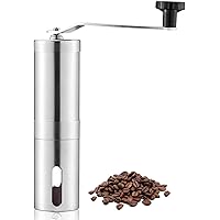 OverTwice Manual Coffee Bean Grinder Stainless Steel Hand Coffee Mill Ceramic Burr for Aeropress, Drip Coffee, Espresso…