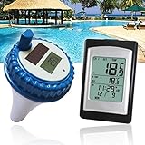 Aklamater Wireless Solar Power Floating Pool Thermometer Digital Swimming Pool SPA Floating Thermometer Remote Temperature