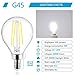 Ascher E12 Candelabra LED Bulbs 60 Watt Equivalent, 550 Lumens, Daylight White 5000K, Decorative G45 LED Globe Bulbs, Filament Clear Glass, Non-Dimmable, Pack of 5
