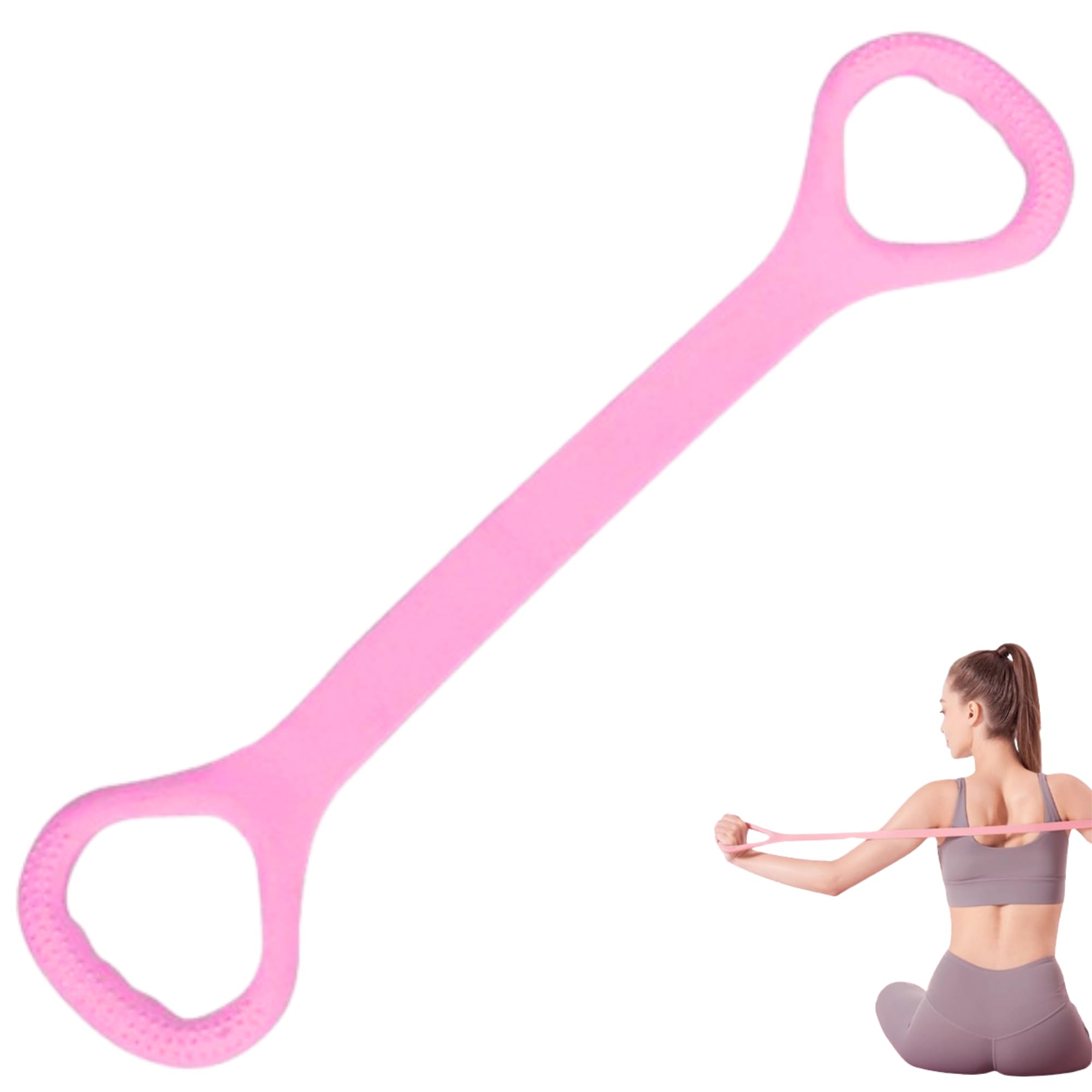 Photo 1 of LEZER Figure 8 Resistance Band, Fitness Elastic Rope, Execrise Workout for Arm, Back, Chest and Shoulder, Yoga, Pilates, Stretching, Physical Therapy Equipment, Pink