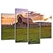 Kreative Arts Vintage Barn in Rural Wyoming Canvas Print Wall Art USA Grand Teton National Park Landscape 4 Pieces Paintings Modern Giclee Stretched and Framed Artwork for Living Room Decor