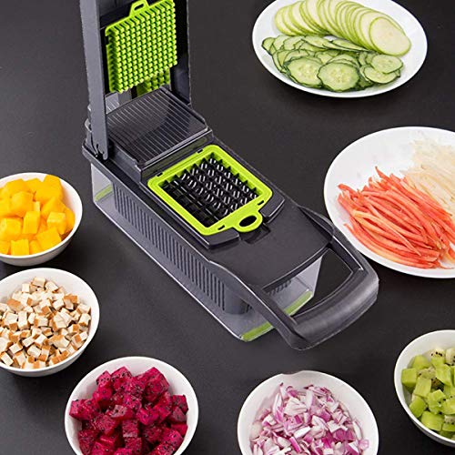 Vegetable Chopper Dicer, ENUOSUMA 8 in 1 Onion Chopper Vegetable Cutter Slicer Food Chopper for Vegetable Salad Cheese Fruit, Multi Kitchen Cutter with Egg Separator (Food Grade)