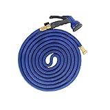Expanding Garden Hose,Urgod 25FT Heavy Duty Portable Expandable Water Hose,3 Layer Latex Core, Fabric Casing,Brass Fittings,8-Pattern Sprayer Nozzle