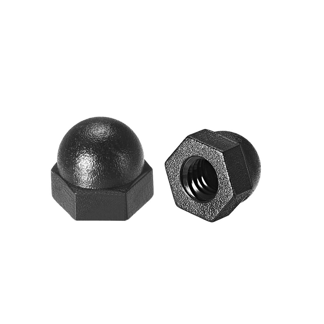 sourcing map M4 Cap Nut, Hex Acorn Dome Head Nuts for Screws Bolts Nylon Black 20 Pcs