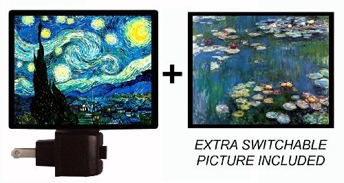 Night Light and Extra Picture, Starry Night and Water Lilies, Old Masters