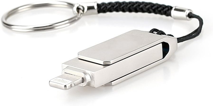 Ayake iPhone Flash Drive 128GB External Storage USB 3.0 Key Triple Plugs for iOS Device with Extended Lightning and USB Connectors(A5 Memory Stick, Silver)
