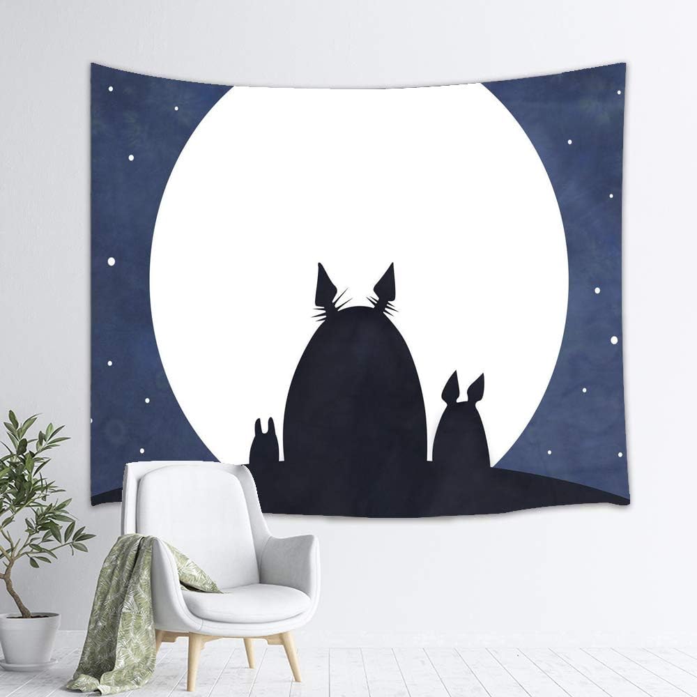 Amazon Co Jp Yclqctpart トトロ タペストリー 月と星 壁掛け ホームインテリア リビングルーム ベッドルーム 寮の部屋 60 X 50インチ ホーム キッチン