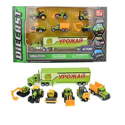 Jellydog Toy Construction Trucks , Construction Vehicles Set,Metal Die Cast Toy Set,Dumper,Bulldozers,Forklift,Tank Truck,Asphalt Car and Excavator 6 Set ,1 Farm Truck ,Toy for Kids - Thumbnail 4