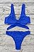 QINSEN Navy Front Knotted Active Crop Top High Waist Bikini Swimsuit for Women XL