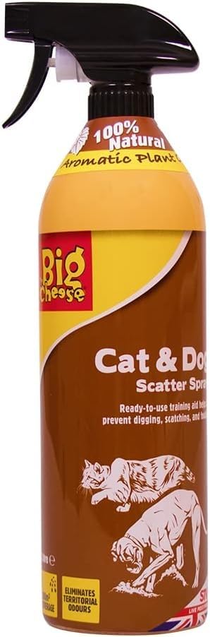The Big Cheese Cat and Dog Scatter Spray – 1 Litre Ready-to-Use Spray Deters Cats and Dogs from Digging, Scratching and Fouling, Ideal for Patio and Garden Hard Surfaces, As Well As Bin Areas