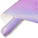 ZAIONE Holographic Metallic Iridescent Faux Leather Fabric 8” x 53” (21cm x 135cm) Roll Laser Crystal Diamond Synthetic Leather for Shoes Bag Bow Earrings Making DIY Craft (Pearl Beads,Pink)