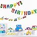 Faisichocalato Transportation Happy Birthday Banner Car Bus Train Plane Ship Helicopter Traffic Light Photo Props Garland for Kids Transportation Theme Birthday Party Decorations Baby Shower Supplies