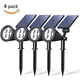 Solar Spotlights, Holan 4-LED Solar Landscape Lights 180 ° Adjustable Waterproof Outdoor Security Lighting 2-in-1 Wall Lights Auto On/Off for Backyard Driveway Patio Gardens Lawn Pool (4 Pack )
