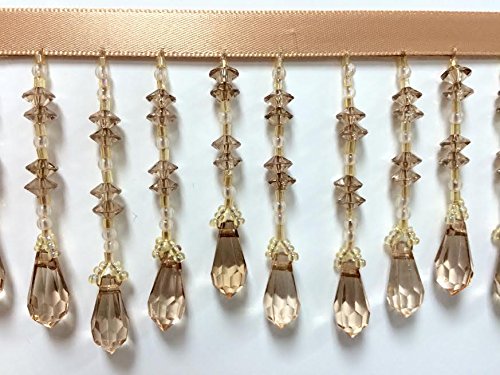 3" Crystal Beaded Fringe Trim CBF-19/26 Peach (Sold by the yard)