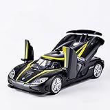 AbbonyDuo 1:32 for FKoenigsegg Supercar Alloy Diecast Car Model Pull Back Toy Electronic Car Classical Kids Toys (Black)