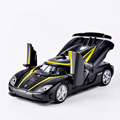 AbbonyDuo 1:32 for FKoenigsegg Supercar Alloy Diecast Car Model Pull Back Toy Electronic Car Classical Kids Toys (Black)